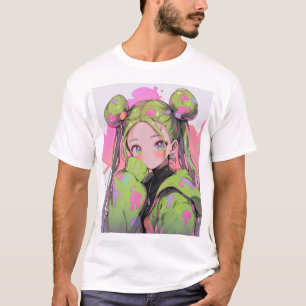 Kawaii Pastel Splatter Anime Girl T-shirt
