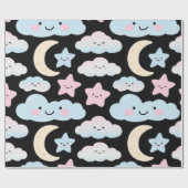 Kawaii Pastel Sterren & Wolken Inpakpapier (Vlak)