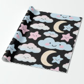 Kawaii Pastel Sterren & Wolken Inpakpapier (Uitgerold)