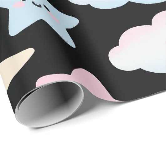 Kawaii Pastel Sterren & Wolken Inpakpapier (Rol Hoek)