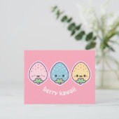 Kawaii Pastel Strawberries Briefkaart (Staand voorkant)