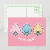 Kawaii Pastel Strawberries Briefkaart (Voorkant / Achterkant)
