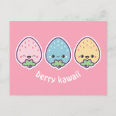 Kawaii Pastel Strawberries Briefkaart (Voorkant)
