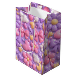 Kawaii Pastel Strikjes & Harten Naadloos Patroon Medium Cadeauzakje