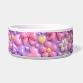 Kawaii Pastel Strikjes & Harten Naadloos Patroon Voerbakje