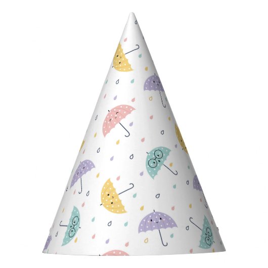 Kawaii Pastel Umbrella Pattern Party Pet Feesthoedjes (Voorkant)
