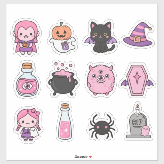 Kawaii Pastel Vampire & Friends Sticker Pack (Vel)
