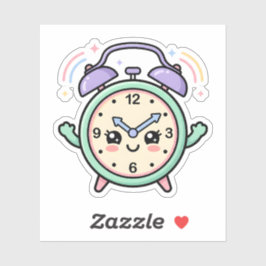 Kawaii Pastel Wekker Ochtend Studie Sticker