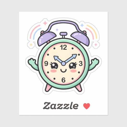 Kawaii Pastel Wekker Ochtend Studie Sticker (Vel)