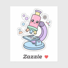 Kawaii Pastel Wetenschap Microscoop Studeer Sticke Sticker