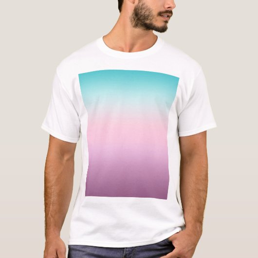 Kawaii pastelroze en blauwe ombre t-shirt (Voorkant)