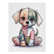 Kawaii Patchwork Puppy | Creative Stitched Plush A
