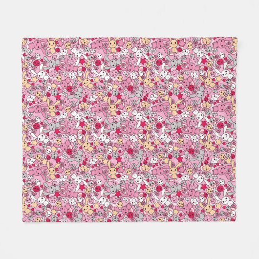 Kawaii-patroon Fleece Deken (Voorkant (Horizontaal))