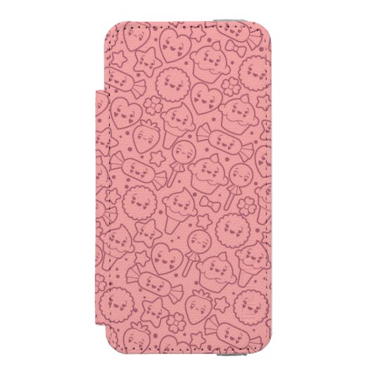 Kawaii-patroon met schattige koekjes incipio iPhone portemonnee hoesje (Voorkant Agenda)