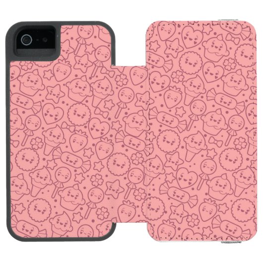 Kawaii-patroon met schattige koekjes incipio iPhone portemonnee hoesje (Agenda Open)