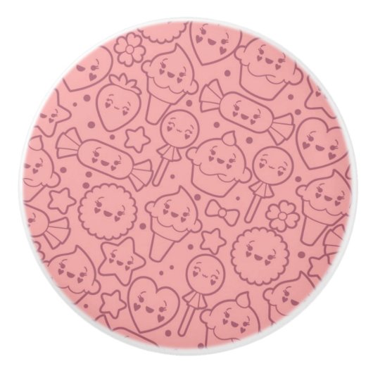 Kawaii-patroon met schattige koekjes keramische knop (Voorkant)
