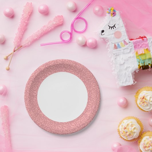 Kawaii-patroon met schattige koekjes papieren bordje (Feest)