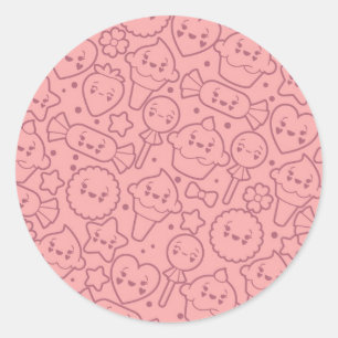 Kawaii-patroon met schattige koekjes ronde sticker