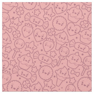 Kawaii-patroon met schattige koekjes stof