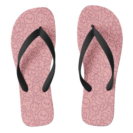 Kawaii-patroon met schattige koekjes teenslippers (Voetbed)