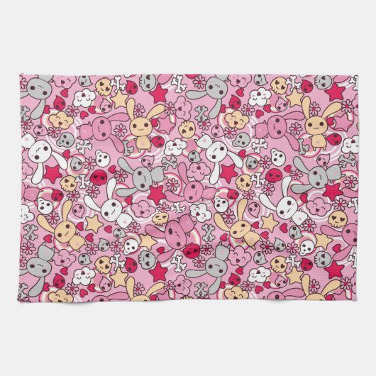 Kawaii-patroon Theedoek (Horizontaal)