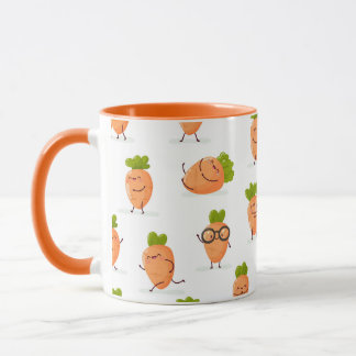 Kawaii patroon van leuke wortels mok