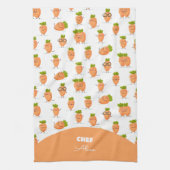 Kawaii patroon van leuke wortels theedoek (Verticaal)