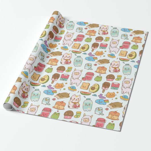 Kawaii Patroonpapier Cadeaupapier (Uitgerold)