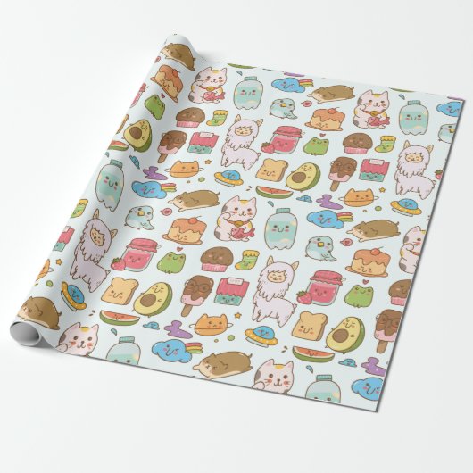 Kawaii Patroonpapier Cadeaupapier (Uitgerold)