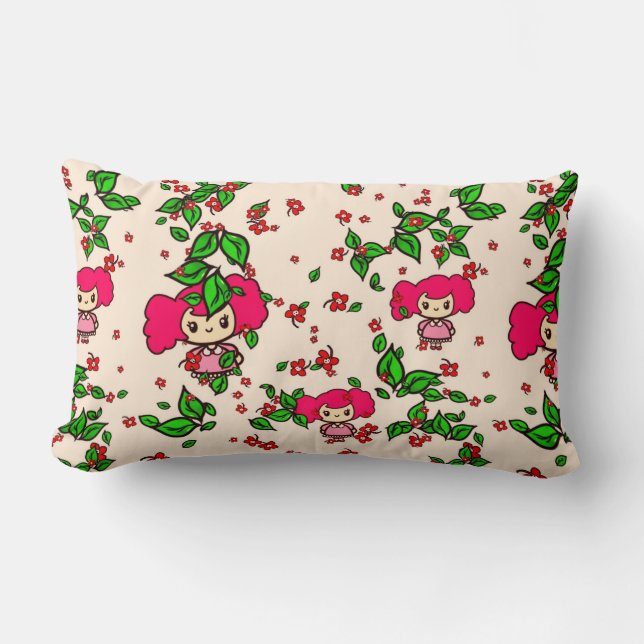 Kawaii Pattern Chibi Girl PinkyP gepersonaliseerd Kussen (Voorkant)