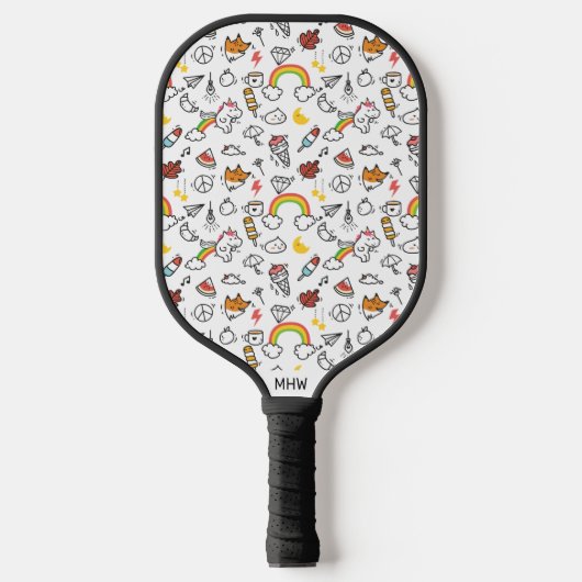 Kawaii Pattern Custom Monogram Pickleball Paddle (Voorkant)
