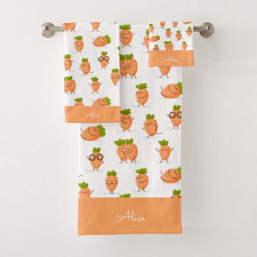 Kawaii pattern of fun carrots bad handdoek (Insitu)