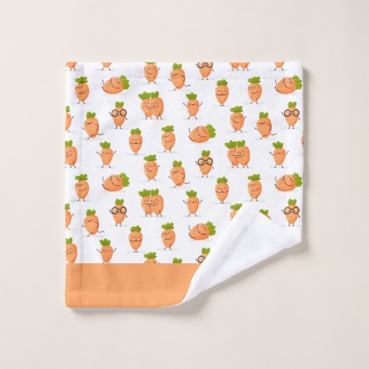 Kawaii pattern of fun carrots bad handdoek (Wasdoekje)