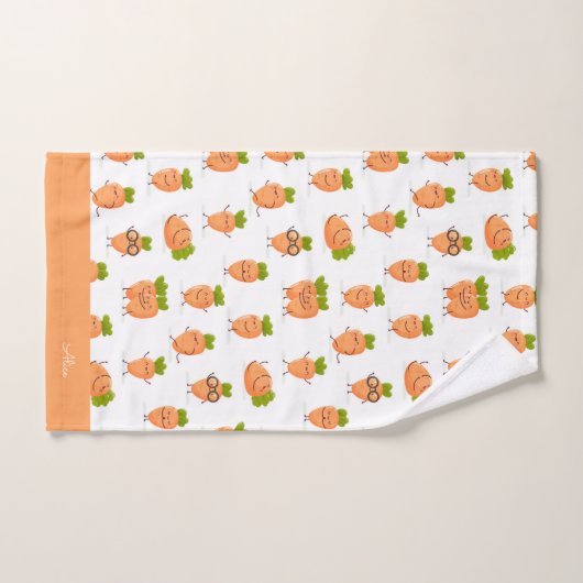 Kawaii pattern of fun carrots bad handdoek (Handdoek)