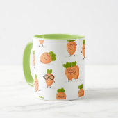 Kawaii pattern of fun carrots mok (Voorkant links)