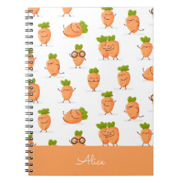 Kawaii pattern of fun carrots notitieboek
