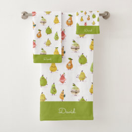 Kawaii pattern of funny pears bad handdoek