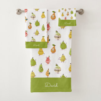 Kawaii pattern of funny pears bad handdoek