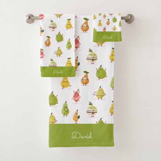 Kawaii pattern of funny pears bad handdoek (Insitu)