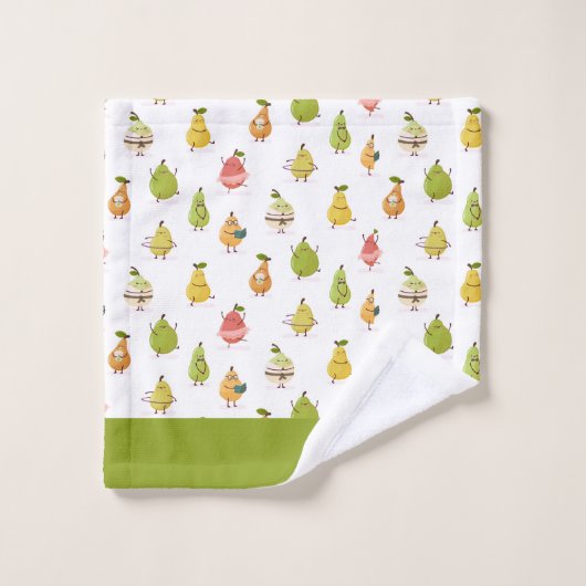 Kawaii pattern of funny pears bad handdoek (Wasdoekje)
