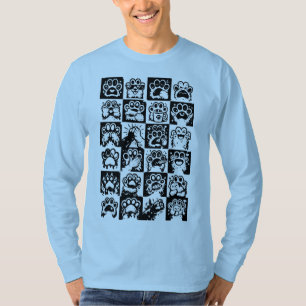Kawaii Paw Emoties Zwart Wit Raster T-shirt
