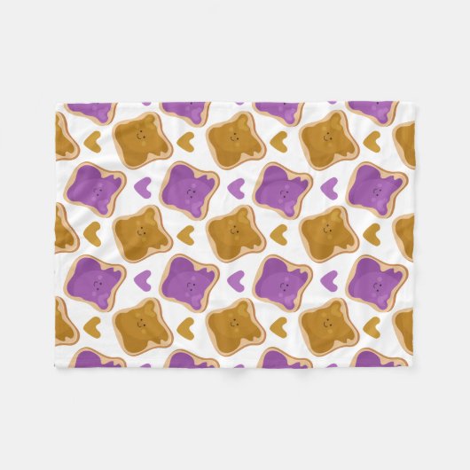 Kawaii PBJ Pattern Fleece Deken (Voorkant (Horizontaal))