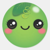Kawaii Pea Classic Round Sticker (Voorkant)