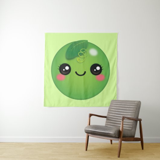 Kawaii Pea Tapestry Wandkleed (In situ)