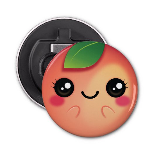Kawaii Peach Button Flesopener (Voorkant)