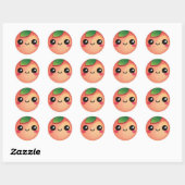 Kawaii Peach Classic Round Sticker (Vel)