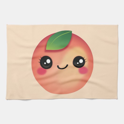 Kawaii Peach Kitchen Towel Theedoek (Horizontaal)
