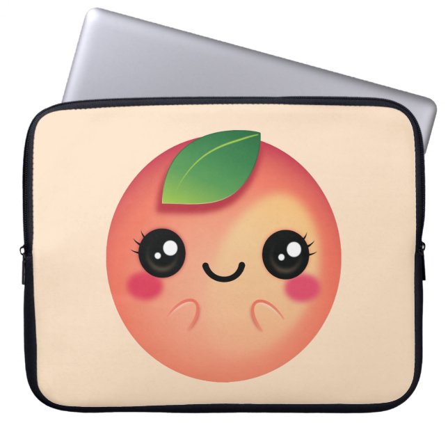 Kawaii Peach Laptop Sleeve (Voorkant)