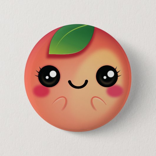 Kawaii Peach Ronde Button 5,7 Cm (Voorkant)