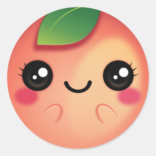 Kawaii Peach Ronde Sticker (Voorkant)